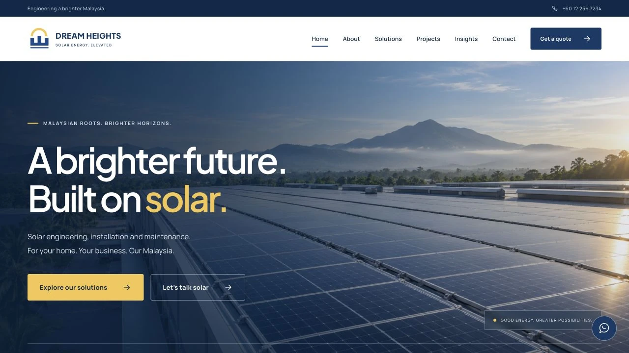 Paparan website sebenar Dream Heights